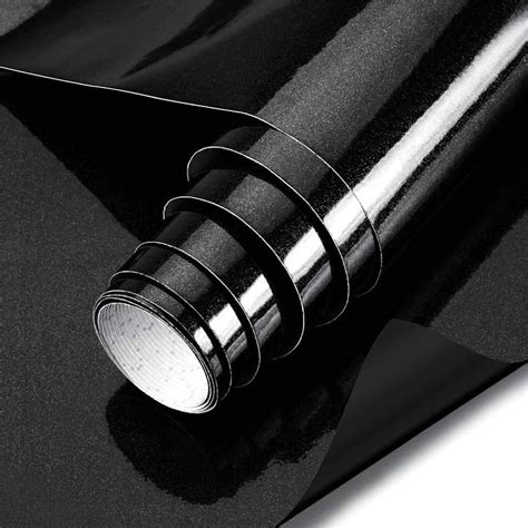 SUNBIRD Shiny Black Wallpaper Peel and Stick Wallpaper Glossy Self ...