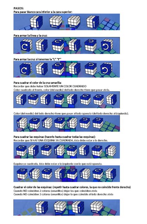 Pasos CUBO Rubik - xzzxxz - PASOS: Para pasar blanco cara inferior a la ...