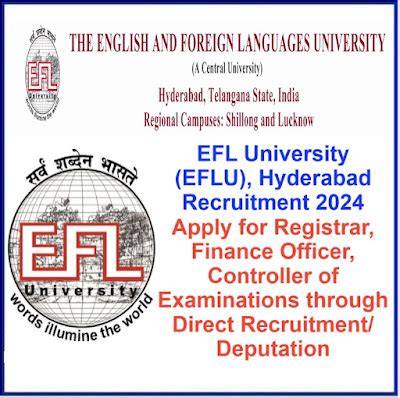 EFL University (EFLU), Hyderabad Recruitment 2024 – Apply for Registrar ...