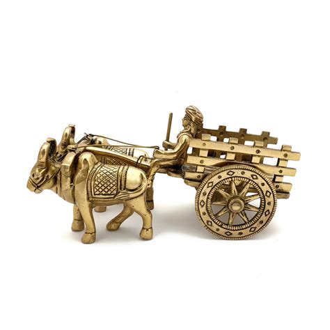 Brass 7.5 Inches Bullock Cart Showpiece, Showpiece for Home – Two ...