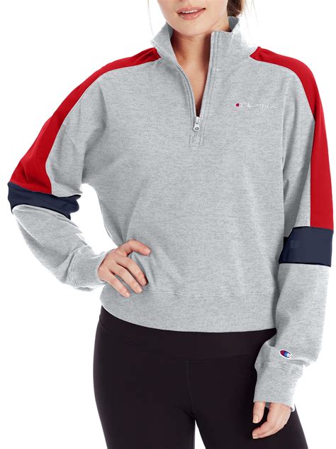 Champion Women's Campus Quarter Zip Sweatshirt with Taping - Walmart.com