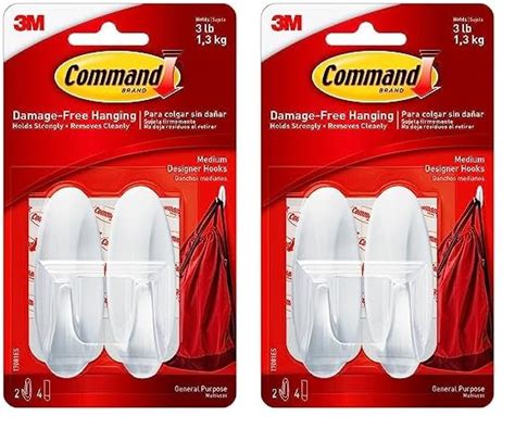Command Plastic Medium Designer Wall Hooks - Reusable Adhesive for ...