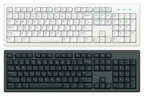 teclado. ordenador personal blanco y negro llave botones con Inglés ...