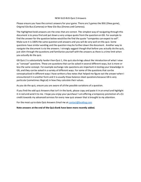 GLOBUS QUIZ 2 QUIZ BANK ANSWERS LATEST COMPLETE SOLUTION|New Glo-Bus ...