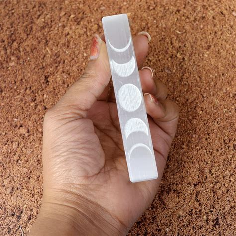 Buy Reiki Crystal Products Selenite Moon Phase Engraved Stick ...