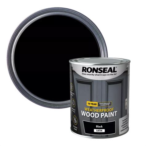 Ronseal 750ml Black Satin Wood Paint - Screwfix