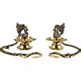 Buy Two Moustaches Namah Design 9 Oil Wick Brass Hanging Diya, Diyas ...