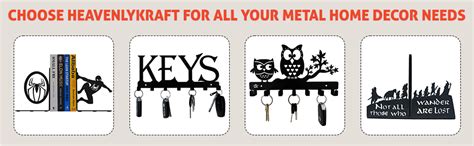 HeavenlyKraft Keys Black Metal Wall Mounted Key Holder Self Adhesive ...