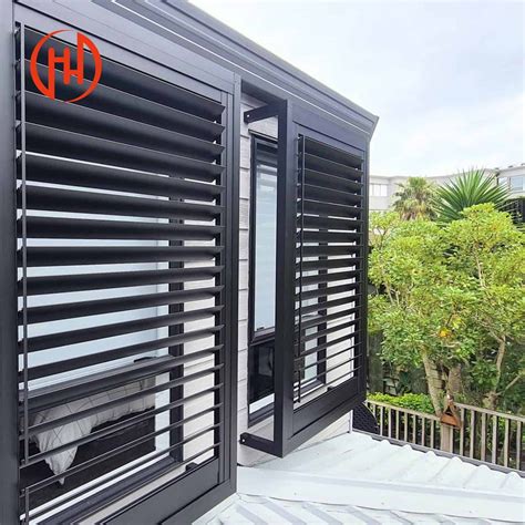 Villas Black Aluminum Louver Windows Adjustable Blades Shutter - Window Blind and Aluminum Louver