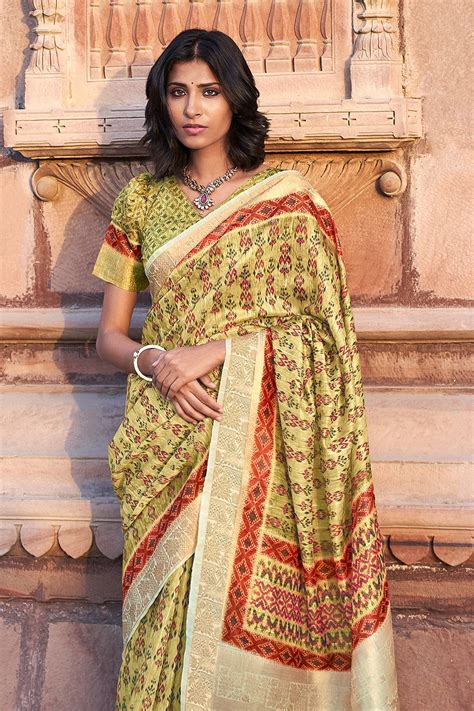 Buy Tea Green Digital Print Saree online-Karagiri