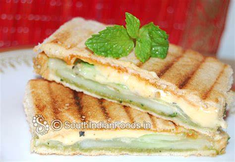 Grilled cucumber cheese sandwich
