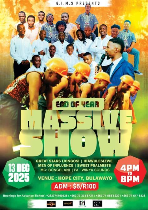 End of Year Massive Show , Hope City Byo Events, Bulawayo, 13 December ...