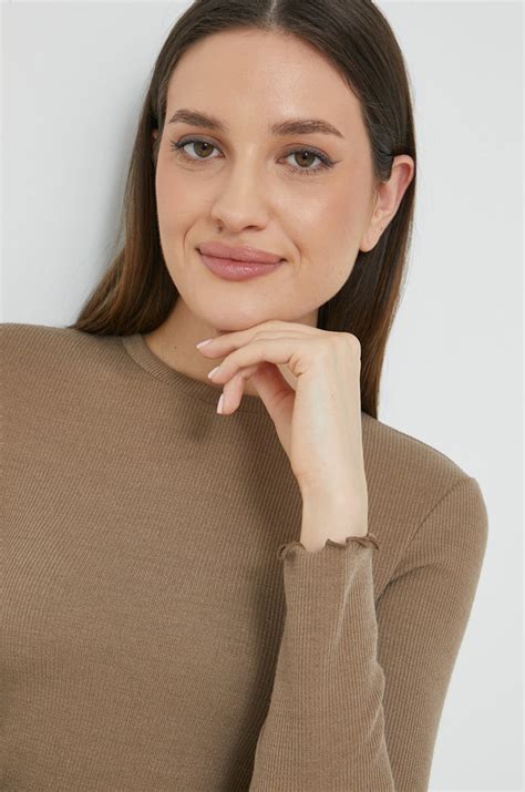 Only longsleeve damski kolor brązowy | Answear.com