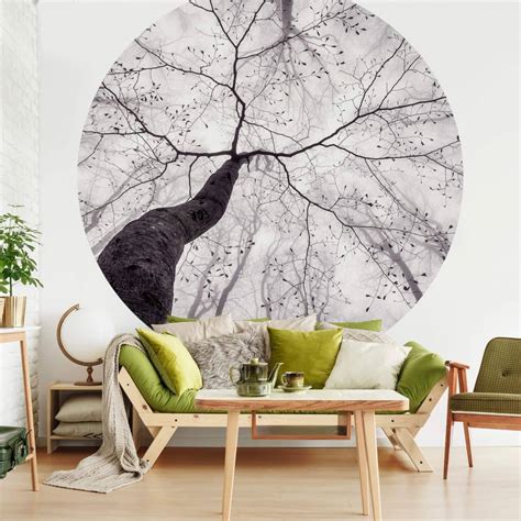 Round wall mural Pavlasek - Tree Tops - non self-adhesive/self-adhesive ...