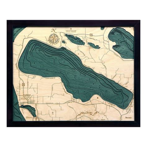 Crystal Lake, Michigan 3D Wood Topo Map, Nautical Chart, 16" x 20"