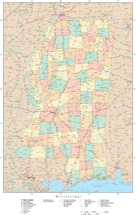 Printable Map Of Mississippi Counties