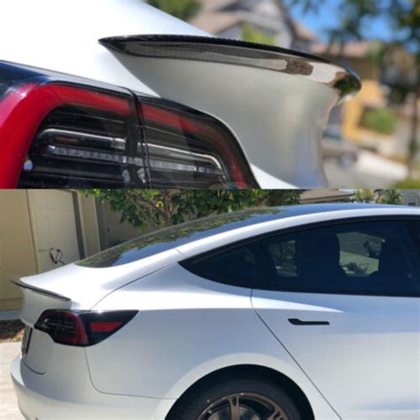 For Tesla Model 3 Glossy Carbon Fiber Trunk Spoiler India | Ubuy