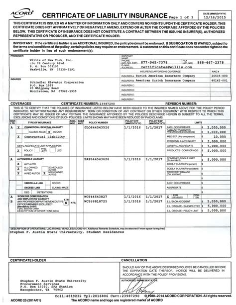 Liability Insurance Certificate Form 的图像结果