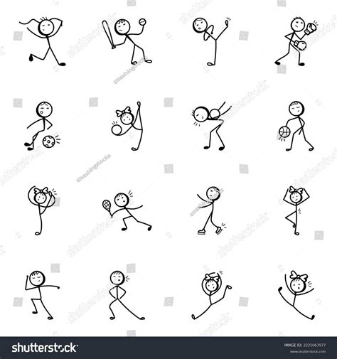 Game Activities Sketchy Stick Figure Icons Stock Vector (Royalty Free ...