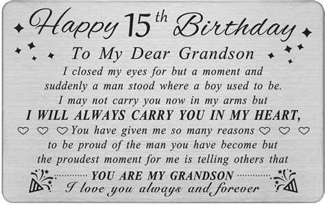 DEGASKEN Grandson 15th Birthday Card - Birthday India | Ubuy