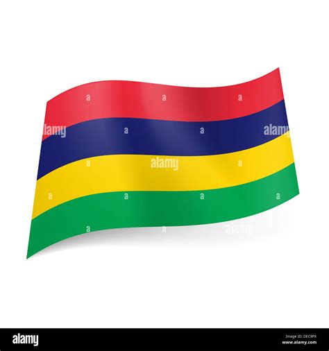 National flag of Mauritius: red, blue, yellow and green horizontal stripes Stock Photo - Alamy