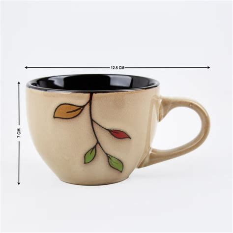 Buy Caraway Set of 6 Stoneware Cups and Saucers with Stand - 220ml from ...
