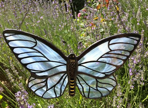 White Stained glass butterfly sun catcher
