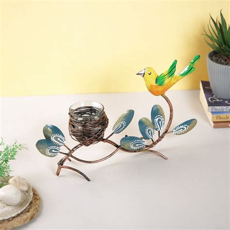 Buy Now Metal Bird Sparrow Nest Leaf With Tealight Candle Holder TMS114 ...