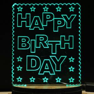 Sky Mart HAPPY BIRTHDAY FRAME Acrylic USB 3D Illusion RGB 7 Colour ...