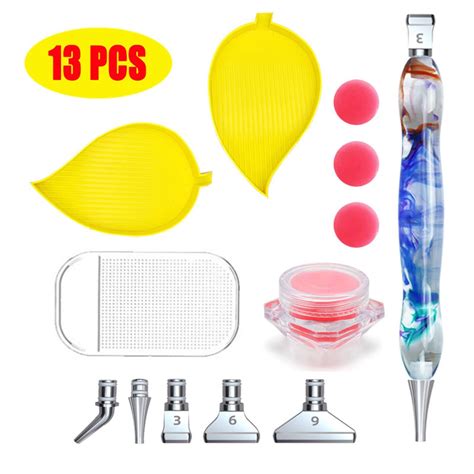 5D Resin Diamond Pen Point Drill Cross Stitch Embroidery Transparent p ...