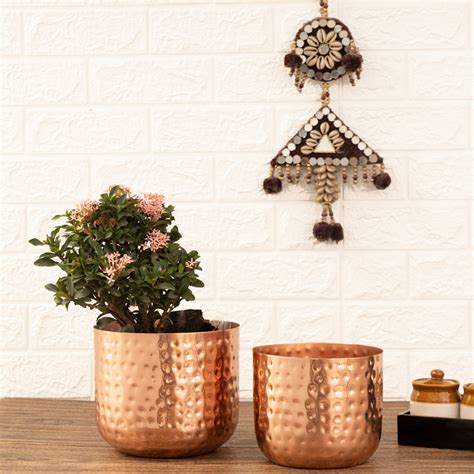 Luxe Rose Gold Hammered Planters – HomeShastra