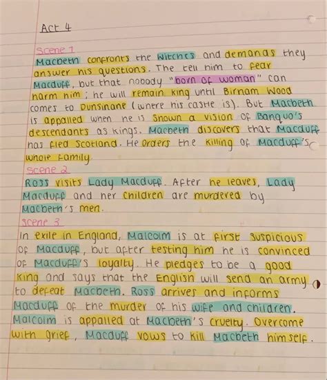 Act 4 Macbeth | English literature notes, Gcse english literature, Gcse ...