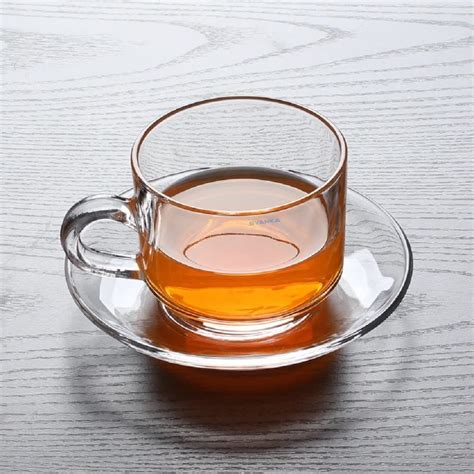 SYANKA Premium Glass Cup and Saucer Set of 6, 210 ML, Transparent, Cups ...