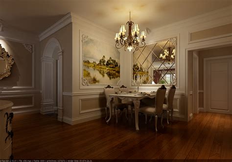 餐厅背景墙茶色的镜子与洁白的欧式餐桌共同应和着沉稳干净的空间_装修美图-新浪家居
