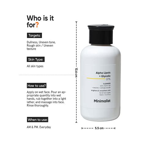 Minimalist Alpa Lipoic + Glycolic 07% Cleansers (100ml) - Cureka ...
