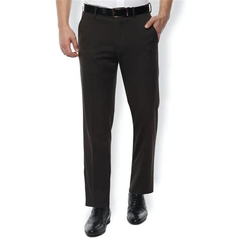 Buy Van Heusen Men Black Solid Regular Fit Trouser Online