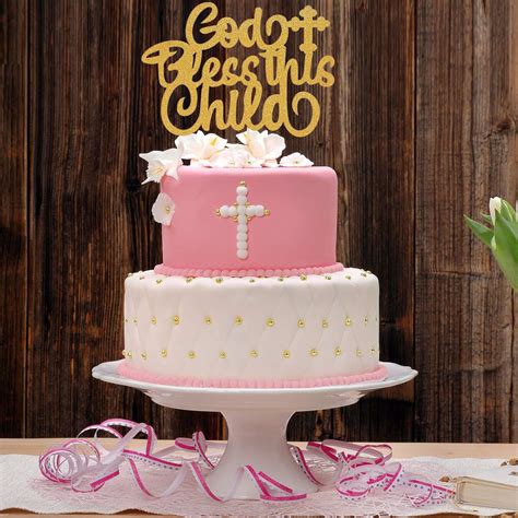Buy 49 Pieces Baptism Cake Toppers God Bless This Child Cake Topper Set ...