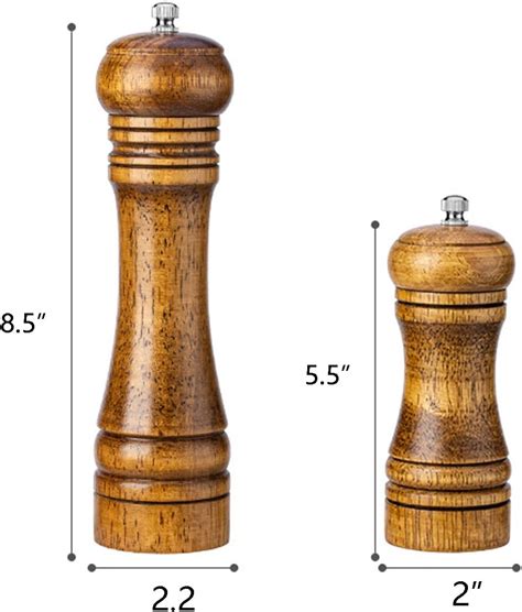 Buy Funly mee 2 Pack Brown Wooden Salt and Pepper Grinder Mill Sets ...
