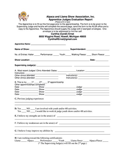 Fillable Online Apprentice Judges Evaluation Report Fax Email Print ...