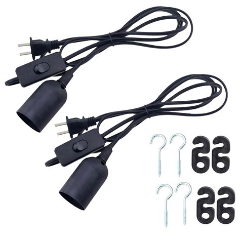 Buy Rextin 2packs 5.9ft E26/E27 LED Light socket extension cord with On ...
