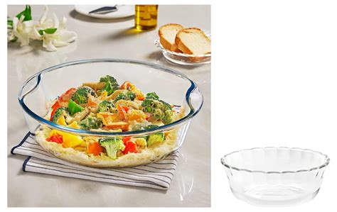 Buy Borosil Round Glass Baking Dish, 2.5 L, Microwave Safe & Oven Safe ...