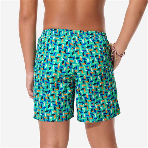 Kids’ surfing swim shorts, 100 Geokani green
