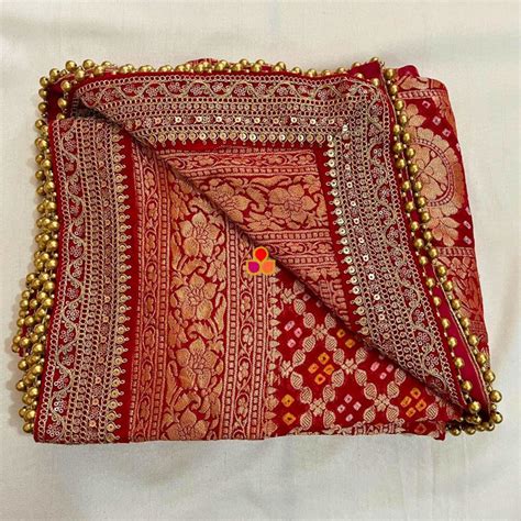 Bridal Sargam Red Silk Banarsi Embroidered Dupatta – anokherang
