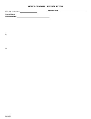 Fillable Online NOTICE OF DENIAL / ADVERSE ACTION Fax Email Print ...