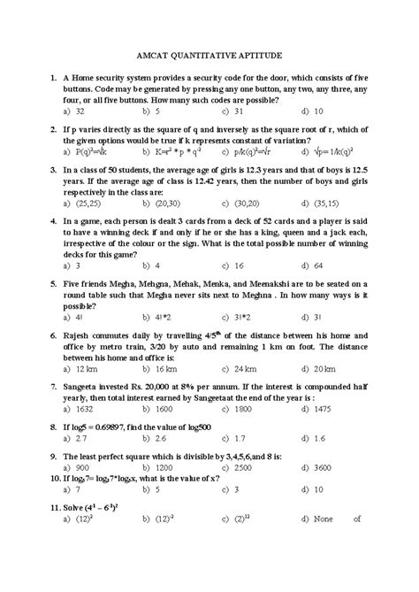 AMCAT QUANTITATIVE APTITUDE QUESTION BANK - Studocu