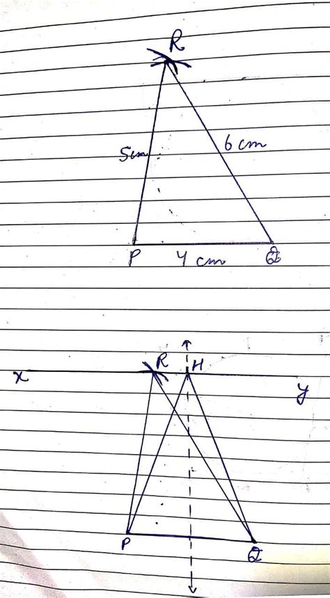draw a triangle of sides 6cm,5cm,4cm.and draw an isosceles triangle of ...