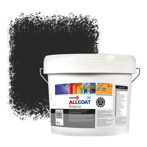 Zinsser Allcoat Exterior Muurverf RAL 9004 Signaalzwart - 10 liter ...