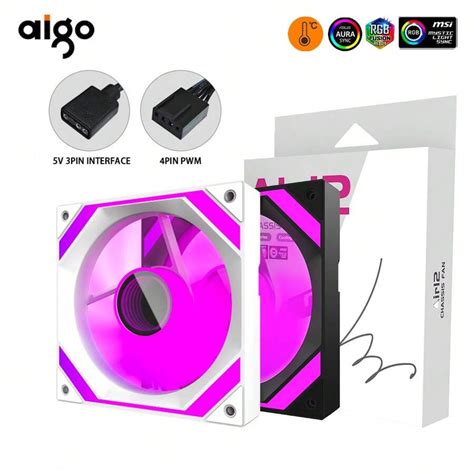 Aigo AIR12 Computer Case Fan Ventoinha PC 120mm Rgb Fan 4pin PWM CPU ...