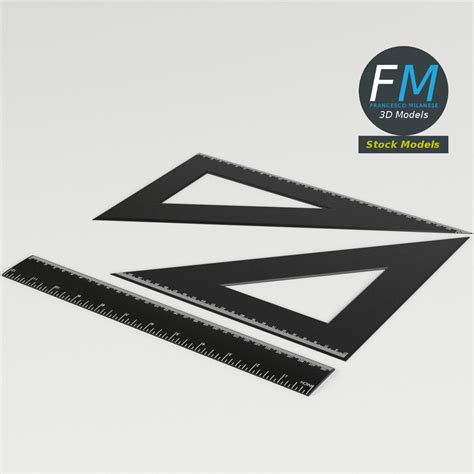 Drafting Ruler and Squares set by FrancescoMilanese85 | 3DOcean