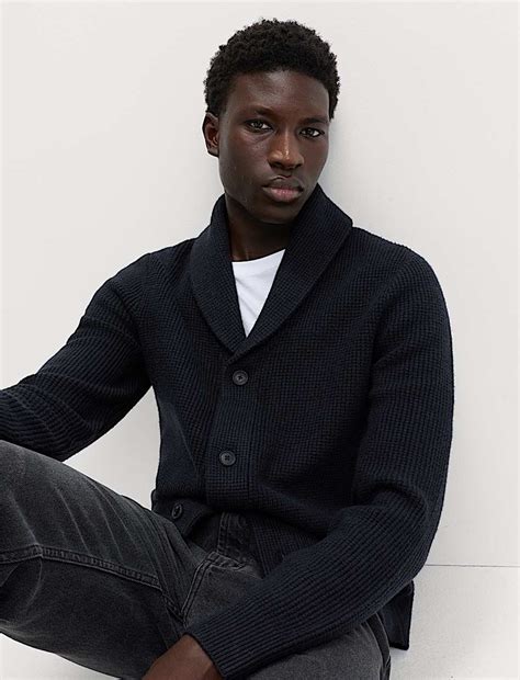 Buy Air-Yarn Waffle Knit Shawl Neck Cardigan at Marks & Spencer